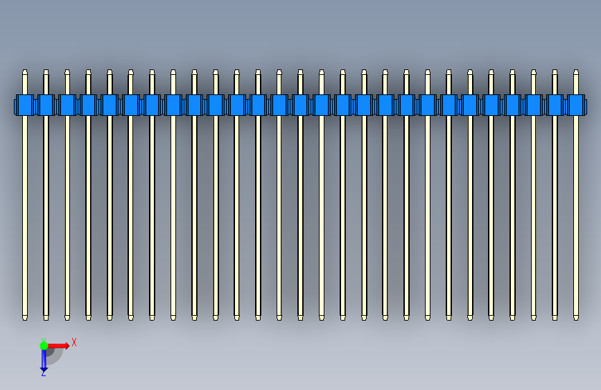 彩色公头100mil(2.54mm)系列-DS1021_blue_1x27p_100mil_Type43_rev1.0 俯视图