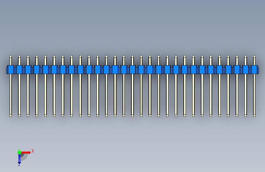 彩色公头100mil(2.54mm)系列-DS1021_blue_1x29p_100mil_Type5_rev1.0 俯视图