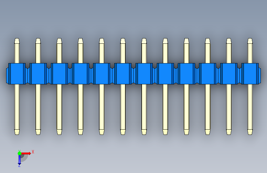 彩色公头100mil(2.54mm)系列-DS1021_blue_2x12p_100mil_Type1_rev1.0 俯视图