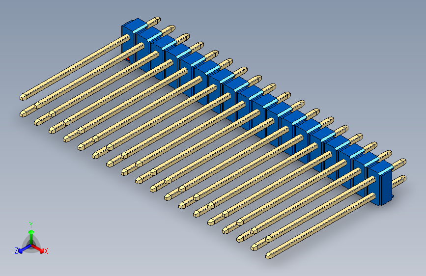 彩色公头100mil（2.54mm）系列-DS1021_blue_2x18p_100mil_Type19_rev1.0_STEP_模型图纸下载 ...