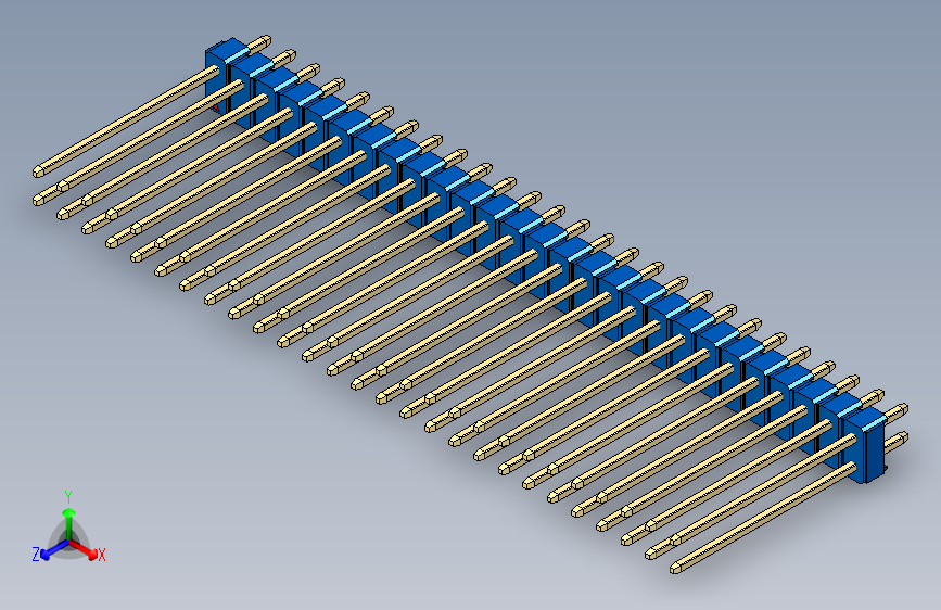 彩色公头100mil（2.54mm）系列-DS1021_blue_2x27p_100mil_Type19_rev1.0_STEP_模型图纸下载 ...