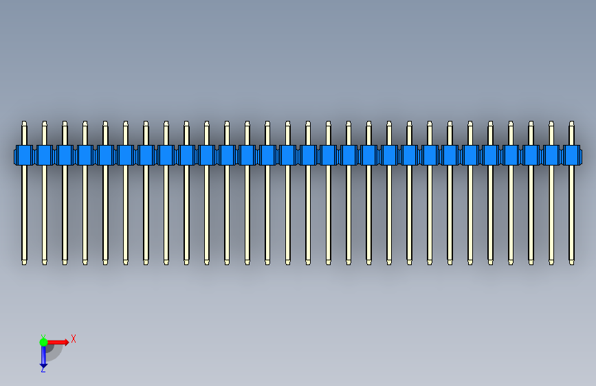 彩色公头100mil(2.54mm)系列-DS1021_blue_2x28p_100mil_Type5_rev1.0 俯视图