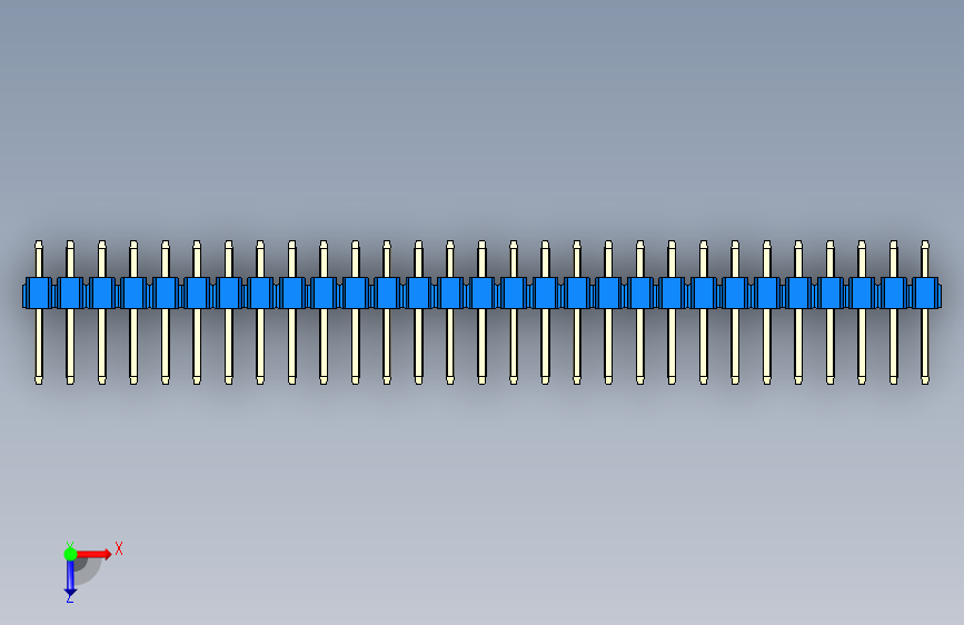 彩色公头100mil(2.54mm)系列-DS1021_blue_2x29p_100mil_Type1_rev1.0 俯视图