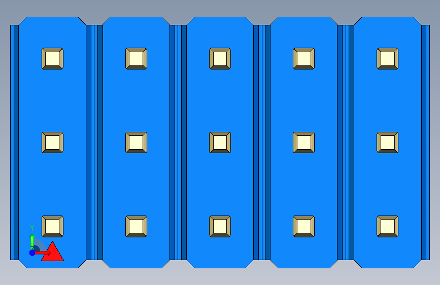 彩色公头100mil(2.54mm)系列-DS1021_blue_3x05p_100mil_Type1_rev1.0 正面视图