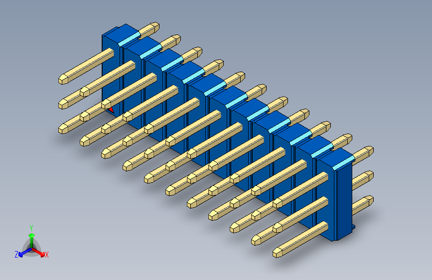 彩色公头100mil（2.54mm）系列-DS1021_blue_3x11p_100mil_Type1_rev1.0
