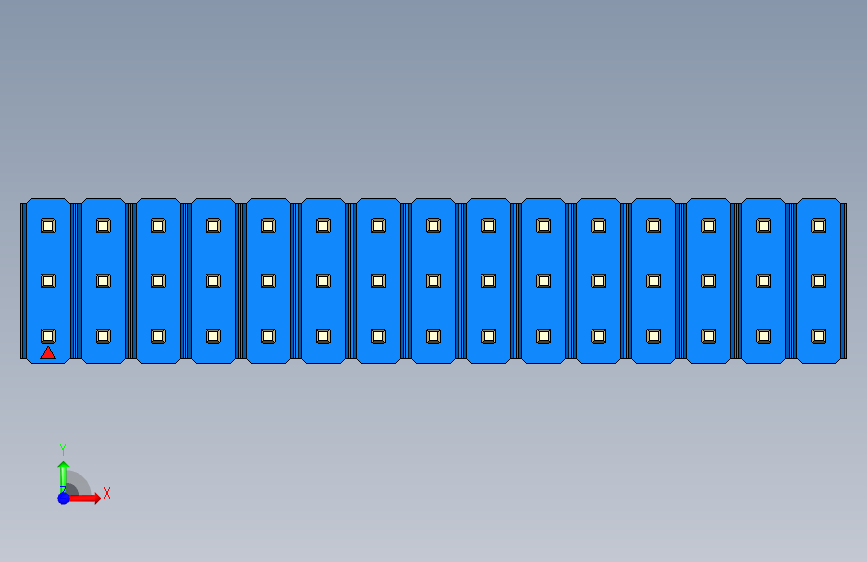 彩色公头100mil(2.54mm)系列-DS1021_blue_3x15p_100mil_Type5_rev1.0 正面视图