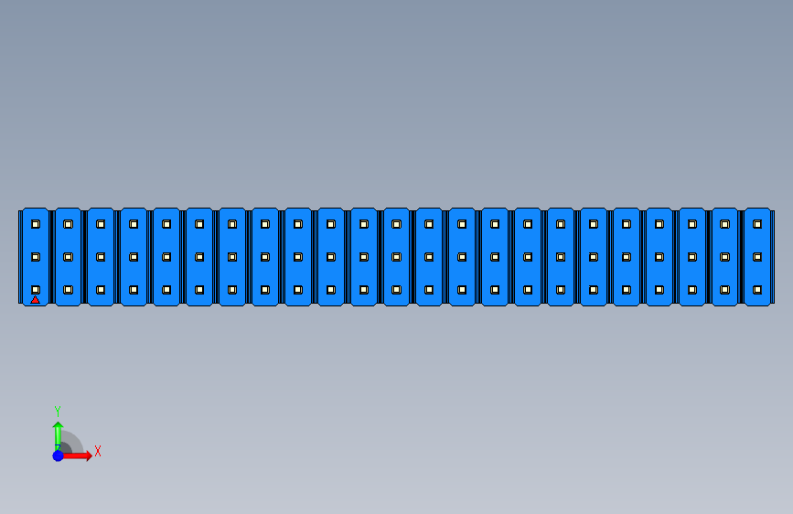 彩色公头100mil(2.54mm)系列-DS1021_blue_3x23p_100mil_Type19_rev1.0 正面视图