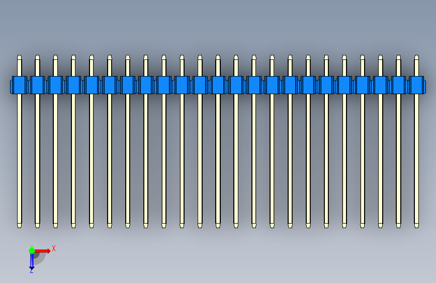 彩色公头100mil(2.54mm)系列-DS1021_blue_3x23p_100mil_Type19_rev1.0 俯视图
