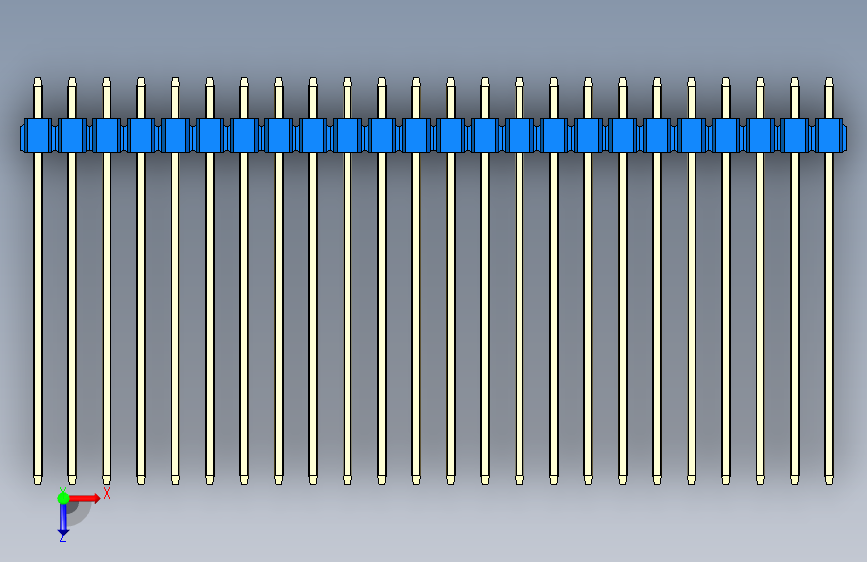 彩色公头100mil(2.54mm)系列-DS1021_blue_3x24p_100mil_Type43_rev1.0 俯视图