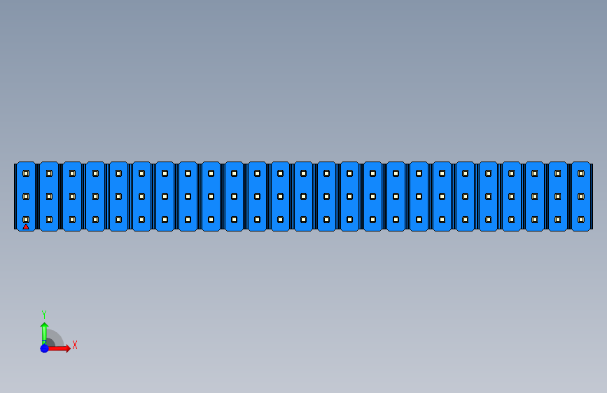 彩色公头100mil(2.54mm)系列-DS1021_blue_3x25p_100mil_Type1_rev1.0 正面视图