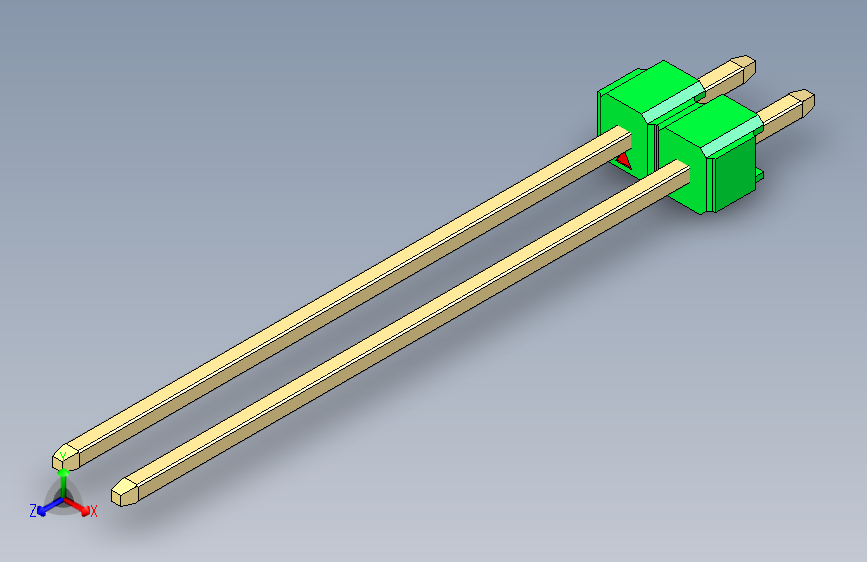 彩色公头100mil(2.54mm)系列-DS1021_green_1x02p_100mil_Type43_rev1.0 主视图