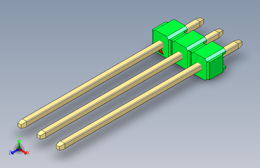 彩色公头100mil(2.54mm)系列-DS1021_green_1x03p_100mil_Type19_rev1.0 主视图