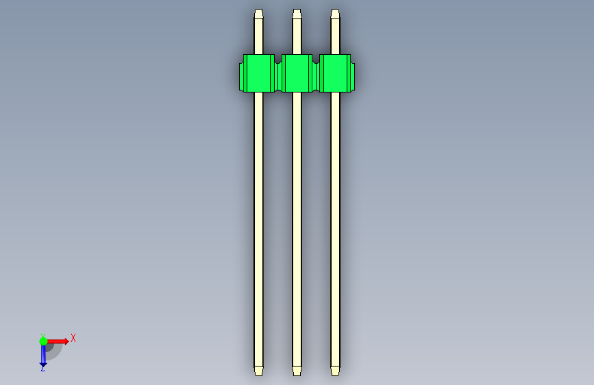 彩色公头100mil(2.54mm)系列-DS1021_green_1x03p_100mil_Type19_rev1.0 俯视图