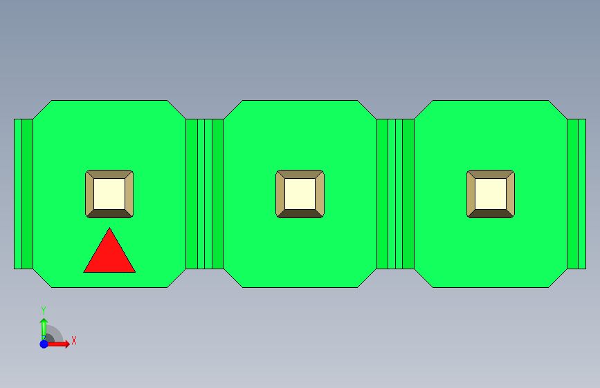 彩色公头100mil(2.54mm)系列-DS1021_green_1x03p_100mil_Type19_rev1.0 正面视图