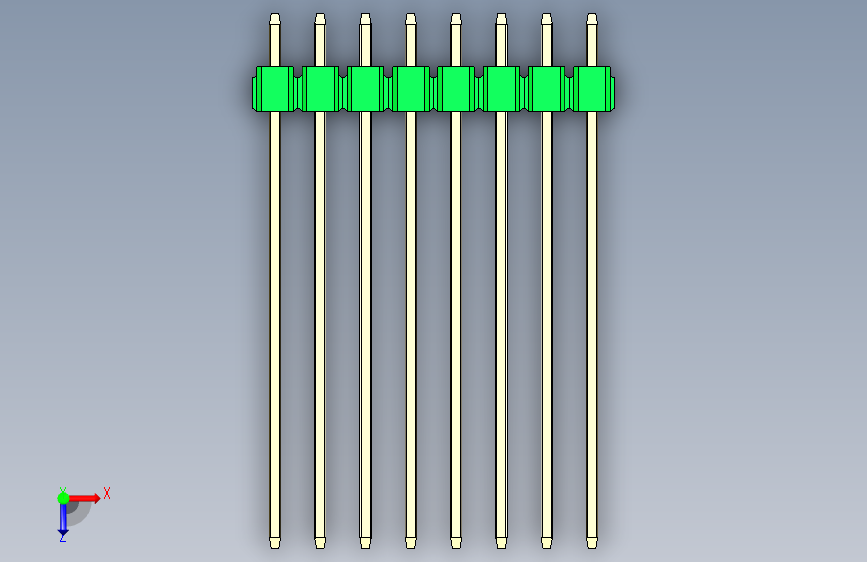彩色公头100mil(2.54mm)系列-DS1021_green_1x08p_100mil_Type43_rev1.0 俯视图