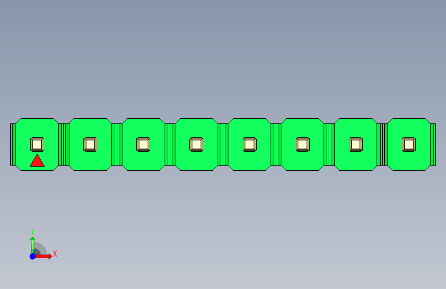 彩色公头100mil(2.54mm)系列-DS1021_green_1x08p_100mil_Type43_rev1.0 正面视图