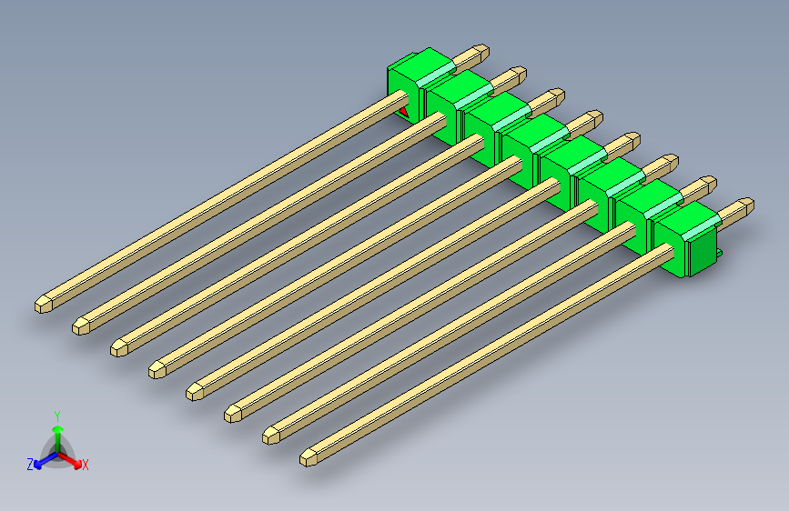 彩色公头100mil(2.54mm)系列-DS1021_green_1x08p_100mil_Type43_rev1.0 主视图