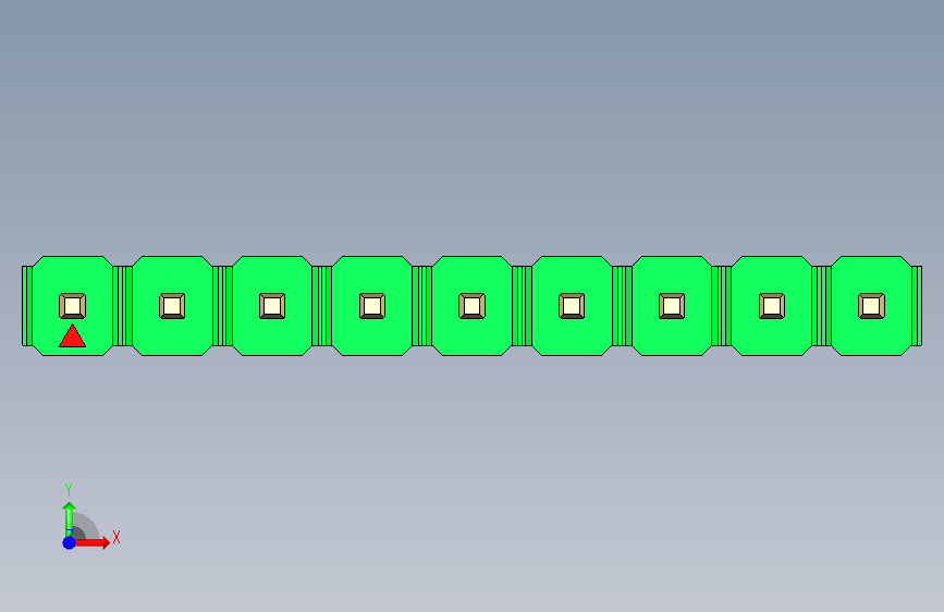 彩色公头100mil(2.54mm)系列-DS1021_green_1x09p_100mil_Type5_rev1.0 正面视图