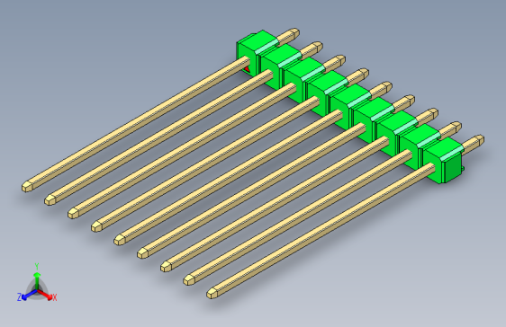 彩色公头100mil(2.54mm)系列-DS1021_green_1x09p_100mil_Type43_rev1.0