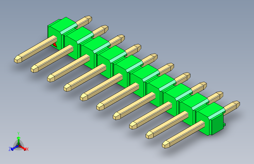 彩色公头100mil（2.54mm）系列-DS1021_green_1x10p_100mil_Type1_rev1.0