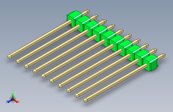 彩色公头100mil（2.54mm）系列-DS1021_green_1x10p_100mil_Type19_rev1.0