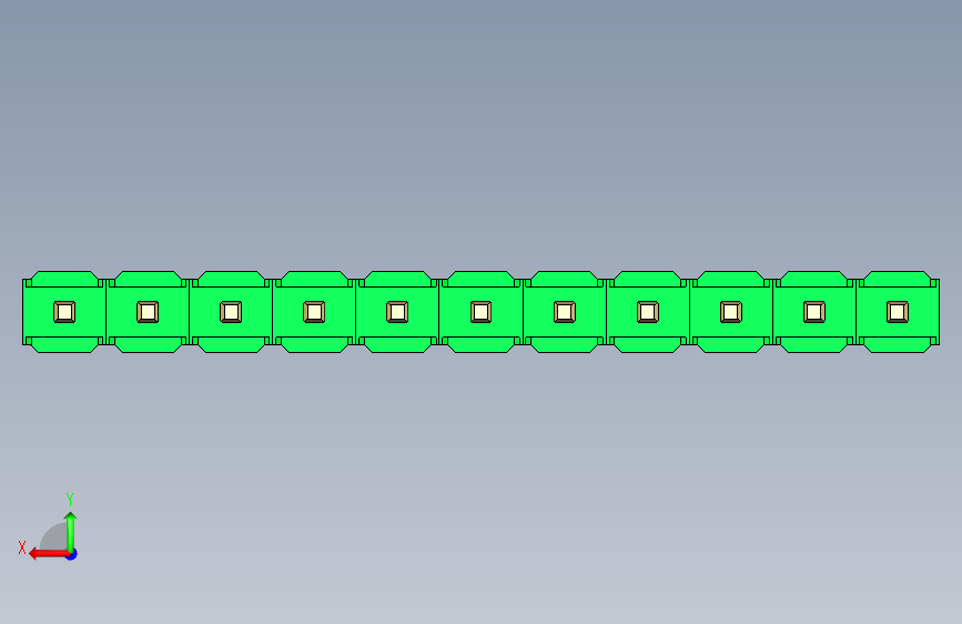 彩色公头100mil(2.54mm)系列-DS1021_green_1x11p_100mil_Type5_rev1.0 背面视图