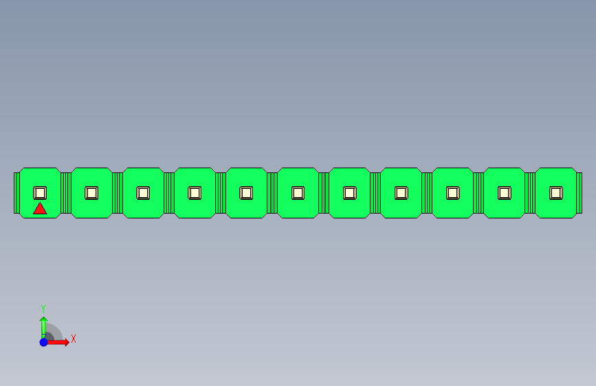 彩色公头100mil(2.54mm)系列-DS1021_green_1x11p_100mil_Type5_rev1.0 正面视图