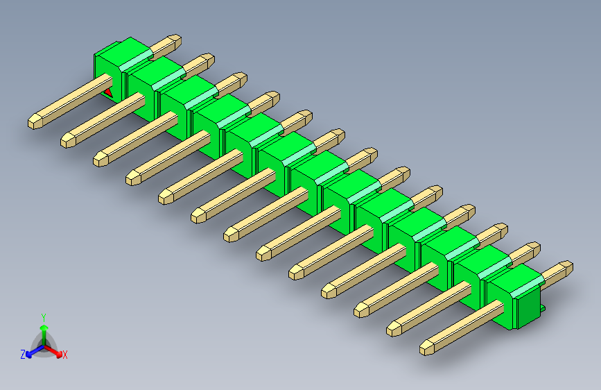 彩色公头100mil（2.54mm）系列-DS1021_green_1x13p_100mil_Type1_rev1.0