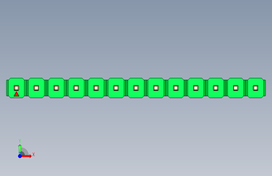 彩色公头100mil(2.54mm)系列-DS1021_green_1x13p_100mil_Type43_rev1.0 正面视图