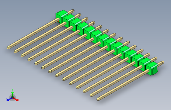 彩色公头100mil（2.54mm）系列-DS1021_green_1x14p_100mil_Type19_rev1.0