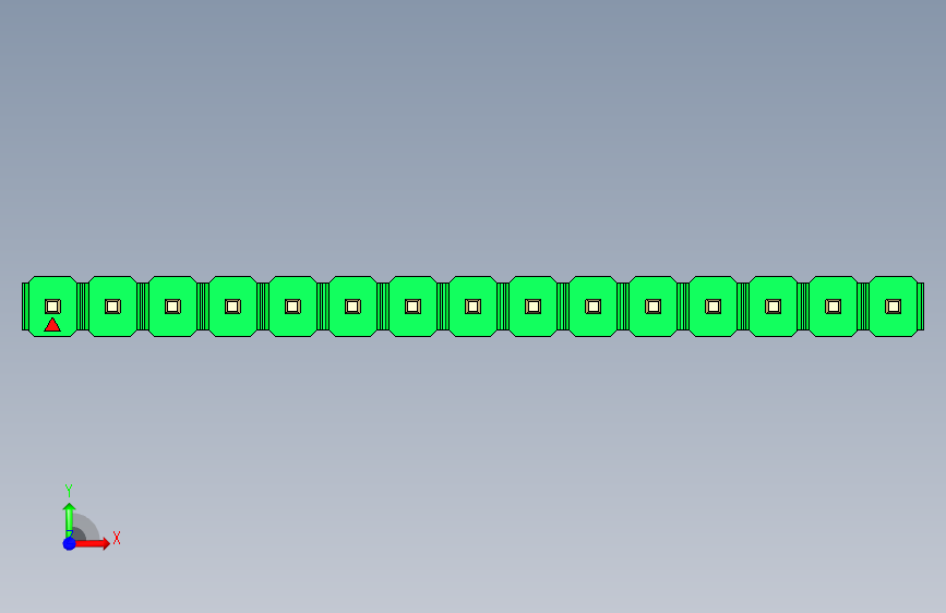 彩色公头100mil(2.54mm)系列-DS1021_green_1x15p_100mil_Type43_rev1.0 正面视图