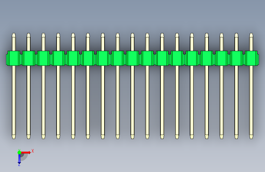 彩色公头100mil(2.54mm)系列-DS1021_green_1x17p_100mil_Type5_rev1.0 俯视图