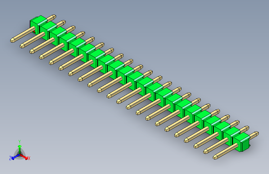 彩色公头100mil(2.54mm)系列-DS1021_green_1x22p_100mil_Type1_rev1.0