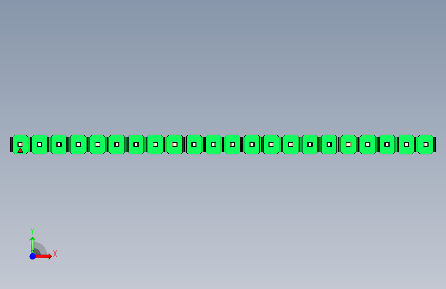 彩色公头100mil(2.54mm)系列-DS1021_green_1x22p_100mil_Type43_rev1.0 正面视图