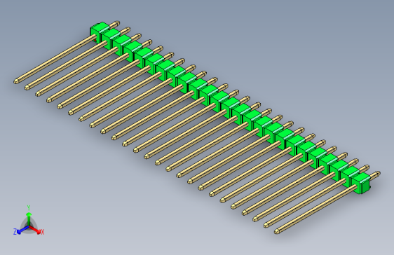 彩色公头100mil（2.54mm）系列-DS1021_green_1x25p_100mil_Type19_rev1.0