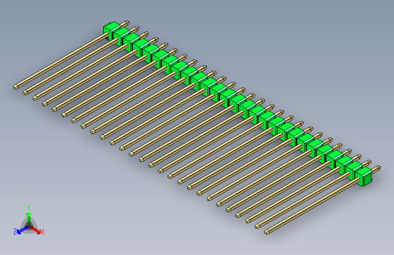 彩色公头100mil（2.54mm）系列-DS1021_green_1x27p_100mil_Type43_rev1.0