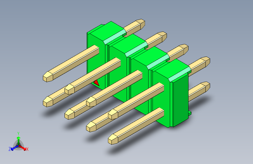 彩色公头100mil(2.54mm)系列-DS1021_green_2x04p_100mil_Type1_rev1.0