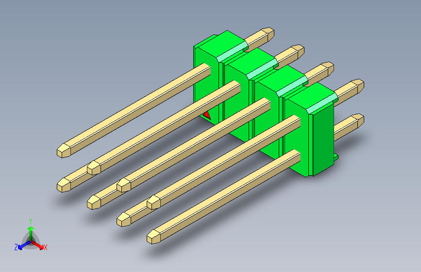 彩色公头100mil(2.54mm)系列-DS1021_green_2x04p_100mil_Type5_rev1.0