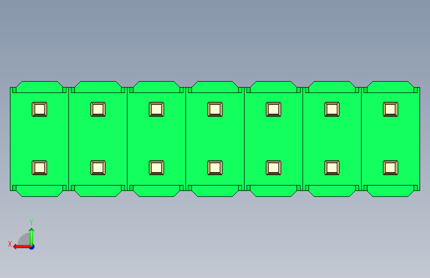 彩色公头100mil(2.54mm)系列-DS1021_green_2x07p_100mil_Type5_rev1.0 背面视图