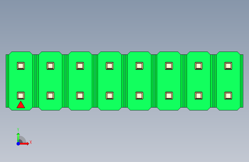彩色公头100mil(2.54mm)系列-DS1021_green_2x08p_100mil_Type5_rev1.0 正面视图