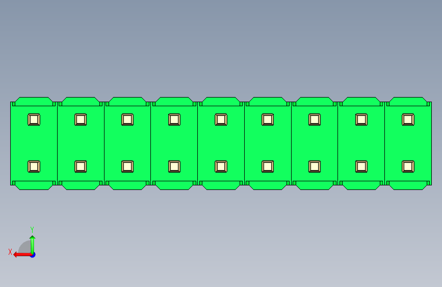 彩色公头100mil(2.54mm)系列-DS1021_green_2x09p_100mil_Type5_rev1.0 背面视图