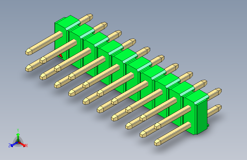 彩色公头100mil(2.54mm)系列-DS1021_green_2x10p_100mil_Type1_rev1.0