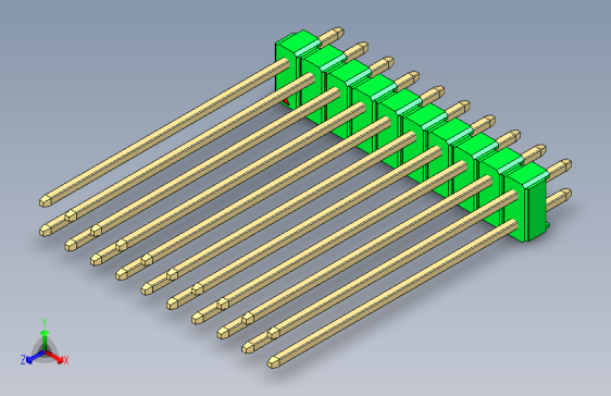 彩色公头100mil(2.54mm)系列-DS1021_green_2x10p_100mil_Type43_rev1.0