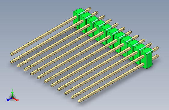彩色公头100mil（2.54mm）系列-DS1021_green_2x11p_100mil_Type43_rev1.0