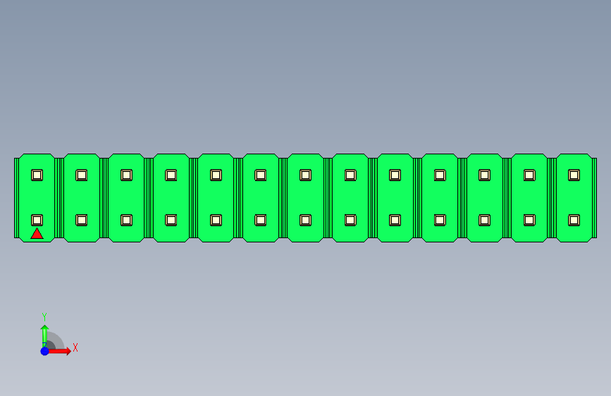 彩色公头100mil(2.54mm)系列-DS1021_green_2x13p_100mil_Type1_rev1.0 正面视图
