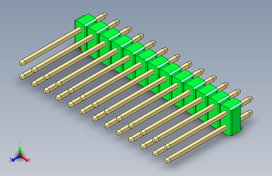 彩色公头100mil（2.54mm）系列-DS1021_green_2x13p_100mil_Type5_rev1.0