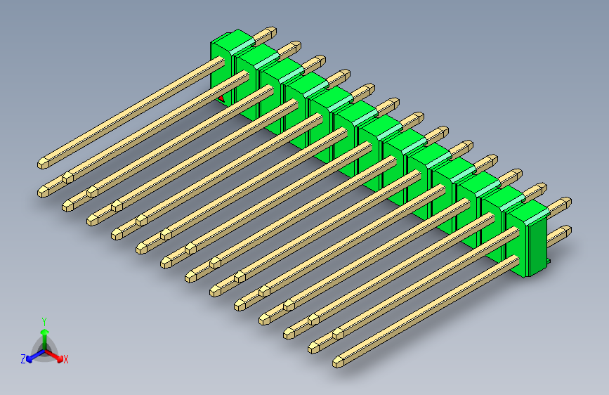 彩色公头100mil(2.54mm)系列-DS1021_green_2x13p_100mil_Type19_rev1.0