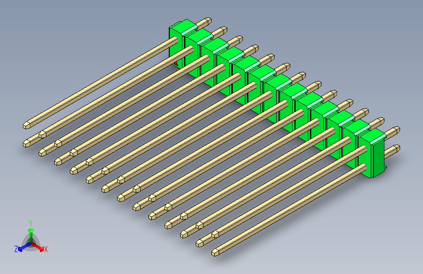 彩色公头100mil(2.54mm)系列-DS1021_green_2x13p_100mil_Type43_rev1.0