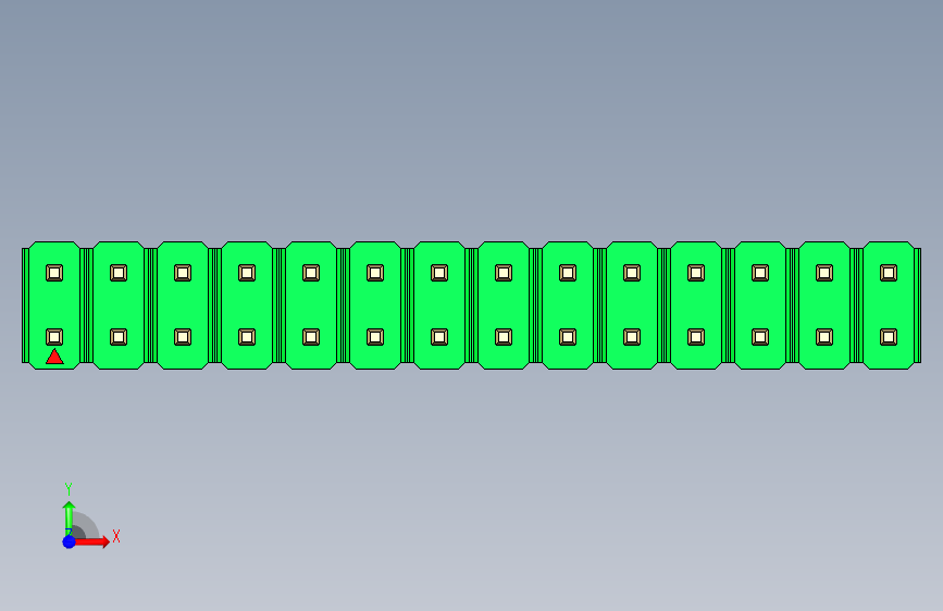 彩色公头100mil(2.54mm)系列-DS1021_green_2x14p_100mil_Type5_rev1.0 正面视图