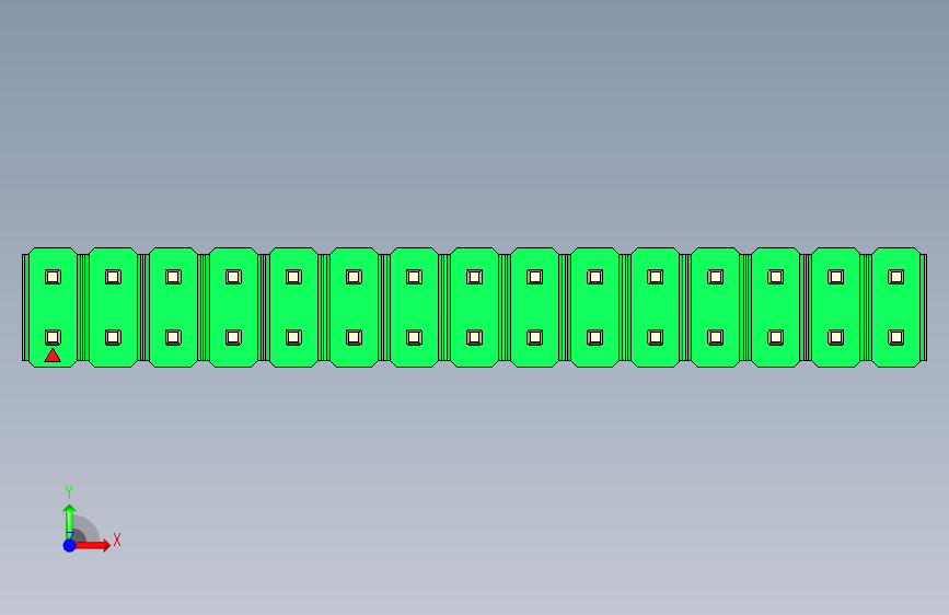 彩色公头100mil(2.54mm)系列-DS1021_green_2x15p_100mil_Type19_rev1.0 正面视图